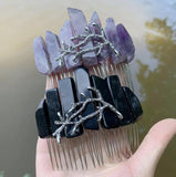 Natural Crystal Quartz Hair Comb Barrette Wiccan Jewelry