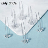 Pearl Hair Forks Pins Jewelry for Women Silver Bride Headpiece