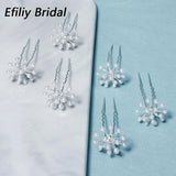 Pearl Hair Forks Pins Jewelry for Women Silver Bride Headpiece