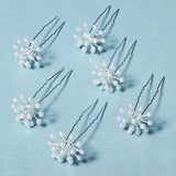 Pearl Hair Forks Pins Jewelry for Women Silver Bride Headpiece