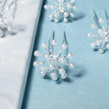 Pearl Hair Forks Pins Jewelry for Women Silver Bride Headpiece
