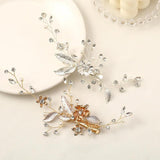 Silver Flower Leaf Crystal Hairpin Headband Tiara Bridal Wedding Hair Accessorie