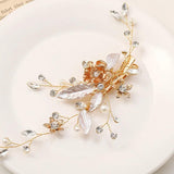 Silver Flower Leaf Crystal Hairpin Headband Tiara Bridal Wedding Hair Accessorie
