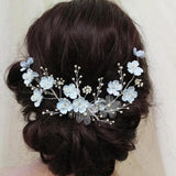 Pearl Crystal Leaves Wedding Hair Combs Bridal Flower Headpiece