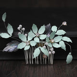 Pearl Crystal Leaves Wedding Hair Combs Bridal Flower Headpiece