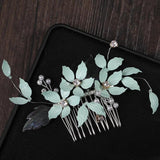 Pearl Crystal Leaves Wedding Hair Combs Bridal Flower Headpiece