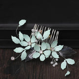 Pearl Crystal Leaves Wedding Hair Combs Bridal Flower Headpiece