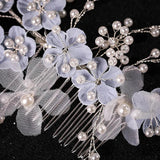 Pearl Crystal Leaves Wedding Hair Combs Bridal Flower Headpiece