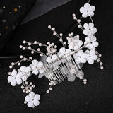 Pearl Crystal Leaves Wedding Hair Combs Bridal Flower Headpiece