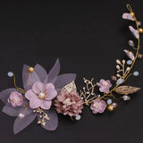 Purple Bridal Headdress Flower Head Wedding Hair Accessories