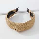 Bohemian Hairband Straw Weaving Knotted Headband for Women
