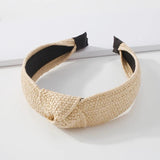 Bohemian Hairband Straw Weaving Knotted Headband for Women