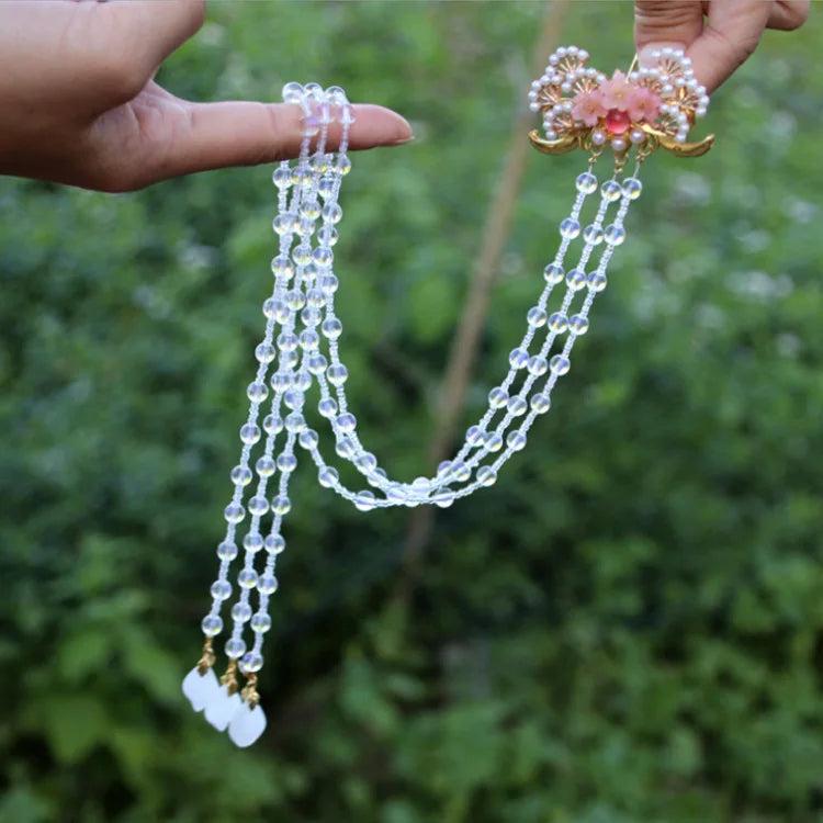 Chinese Hanfu Headwear Beaded Tassel Hair Accessories