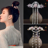 Chinese Hanfu Headwear Beaded Tassel Hair Accessories