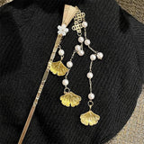 Vintage Chinese Hairpin Ginkgo Biloba Tassel Hair Jewelry Women