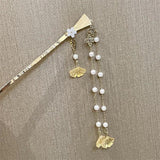 Vintage Chinese Hairpin Ginkgo Biloba Tassel Hair Jewelry Women