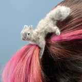 Animal Hairpin Felted Necklace Plush Rabbit Fox Brooch