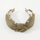 Vintage Pearl Topknot Hairband Diademas Cross Embellished Headbands