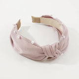 Vintage Pearl Topknot Hairband Diademas Cross Embellished Headbands