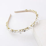 Metal Thin Strip Headband Flowers Set With Rhinestones