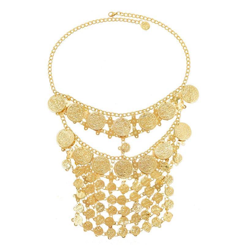 Golden Coin Women Headband Tassel Ethnic Hair Jewelry Indian Statement