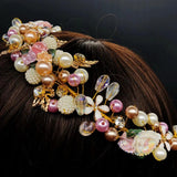 Bohemian Pearl Flower Hairband Earigns Beach Hawaii Floral Garland