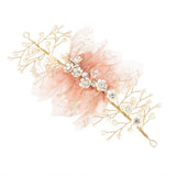 Pink Lace Pearl Crystal Flower Bridal Wedding Headdress Hair Accessories