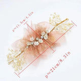 Pink Lace Pearl Crystal Flower Bridal Wedding Headdress Hair Accessories