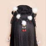 Winter Pompon Hair Pin Hanfu Cosplay Head Jewelry