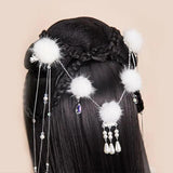 Winter Pompon Hair Pin Hanfu Cosplay Head Jewelry