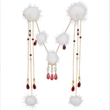 Winter Pompon Hair Pin Hanfu Cosplay Head Jewelry
