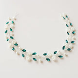 Green Rhinestone Flower Pearl Hairband for Wedding