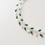 Green Rhinestone Flower Pearl Hairband for Wedding