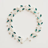 Green Rhinestone Flower Pearl Hairband for Wedding