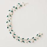 Green Rhinestone Flower Pearl Hairband for Wedding