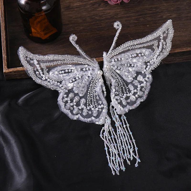 Fashion Pearl Beaded Butterfly Hairpins Bridal Hair Jewelry