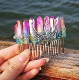Wicca Natural Crystal Rainbow Hair Accessories Reiki Stones Hairpins