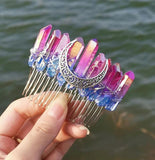 Wicca Natural Crystal Rainbow Hair Accessories Reiki Stones Hairpins