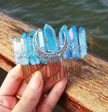 Wicca Natural Crystal Rainbow Hair Accessories Reiki Stones Hairpins