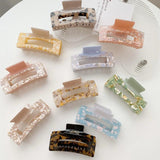 Two-color Splicing Square Hair Clip Hollow Shark Clip
