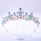 Pink Crystal Wedding Crown Baroque Rhinestone Tiara Bride Party Crowns