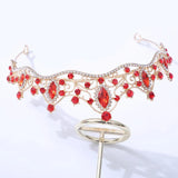Pink Crystal Wedding Crown Baroque Rhinestone Tiara Bride Party Crowns