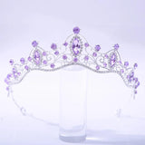 Pink Crystal Wedding Crown Baroque Rhinestone Tiara Bride Party Crowns