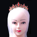 Pink Crystal Wedding Crown Baroque Rhinestone Tiara Bride Party Crowns