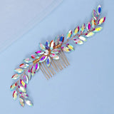 Colorful Opal Crystals Rhinestone Bridal Hair Comb Pins Wedding Headpieces