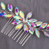 Colorful Opal Crystals Rhinestone Bridal Hair Comb Pins Wedding Headpieces