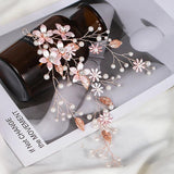 Silver Rose Pearls Crystal Wedding Headband