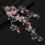 Silver Rose Pearls Crystal Wedding Headband