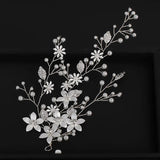 Silver Rose Pearls Crystal Wedding Headband
