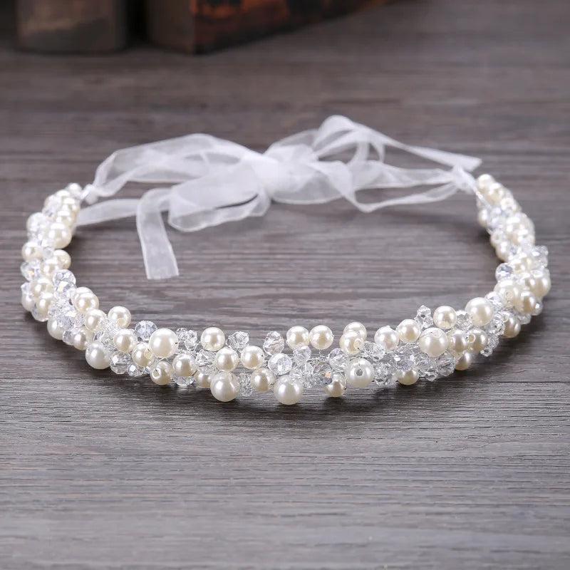Crystal Beads Ribbon Bridal Hairbands